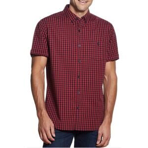 WP Weatherproof Men's Woven Button Down Short Sleeve Shirt L